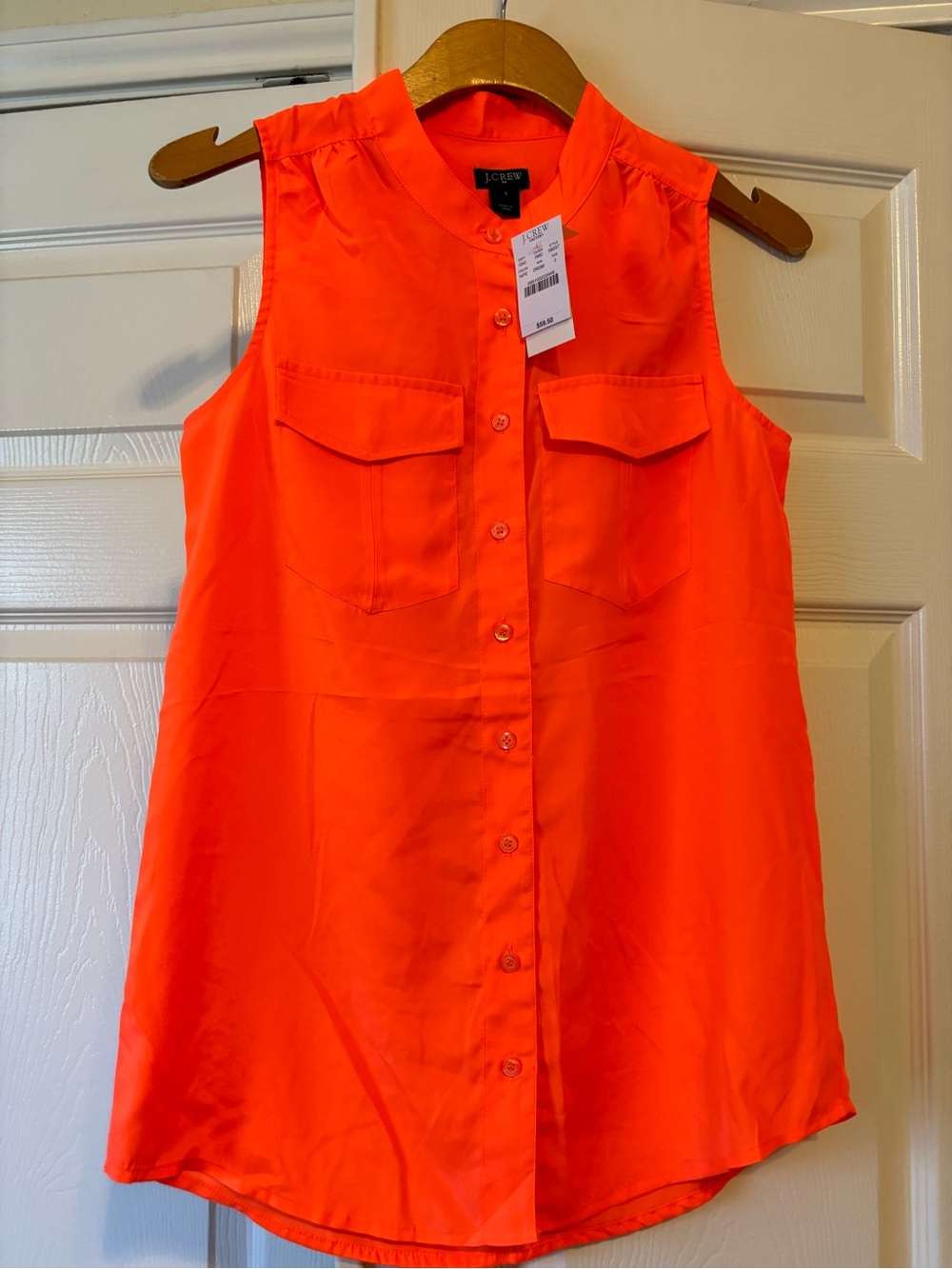 ✨New✨J. Crew Factory Sleeveless Button-Front Camisole in Bright Orange